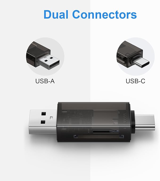 SD Card Reader,High-Speed USB C to Micro SD Card Adapter USB 3.0 Dual Slots,Memory Card Reader for SD/Micro SD/SDHC/SDXC/MMC,Compatible with iPhone 17 16 Pro Samsung S25 A17 MacBook Pro/Air Chromebook