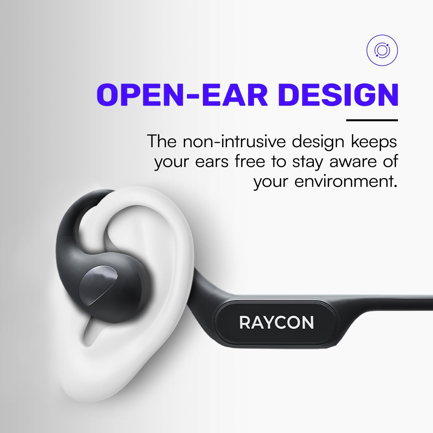 Raycon Open Bluetooth Headphones - Open Ear Running Headphones, Sweat & Water-Resistant Open Earbuds with Mic for Sports & Workouts, 12hr Playtime (Black)