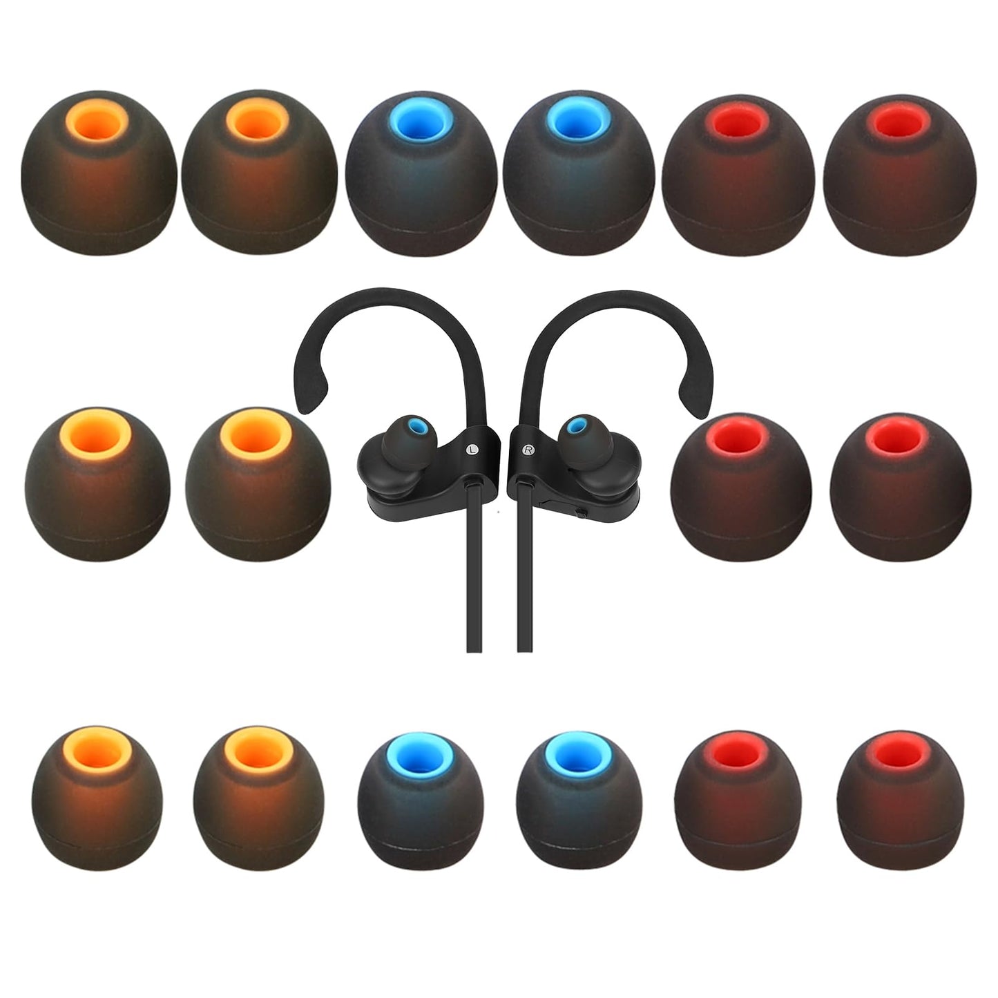 TSZYYM Earbud Tips Ear Bud Tips Soft Anti Slip Washable and Reusable Silicone Replacement Earbud Tips Fit Most in-Ear Earbuds(Inner Hole 3.8mm -5.1mm) 18pcs S M L