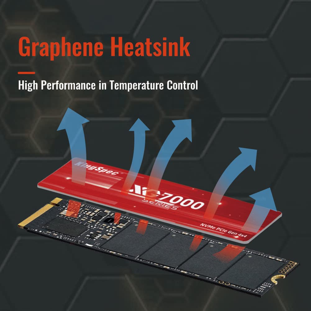 KingSpec XG7000 4TB NVMe SSD PCIe 4.0-7400MB/s Read Speed, 3D TLC NAND M.2 2280 Internal SSD, Compatible with Gaming PC, Laptop, PS5 Console