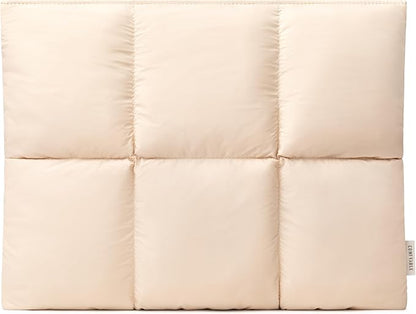 Comfyable Puffy Laptop Sleeve 13 Inch 14 Inch, Quilted Puffer Laptop Carrying Case, Pillow Case Compatible with MacBook Air M4 2025 M3 M2 M1, MacBook Pro M4 Pro/Max, Beige