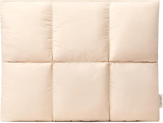 Comfyable Puffy Laptop Sleeve 13 Inch 14 Inch, Quilted Puffer Laptop Carrying Case for Women, Pillow Case Compatible with MacBook Air/Pro M5 M4 M3 M2 Pro/Max 2026, 13" MacBook Neo A18, Beige