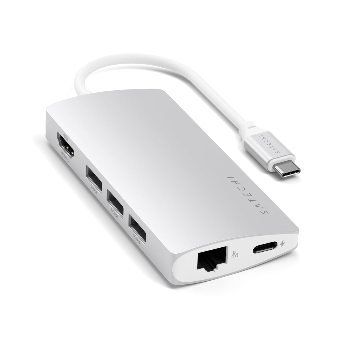 Satechi 8-in-1 USB-C Hub V3, 8K HDMI, 100W Charging, Ethernet, Silver