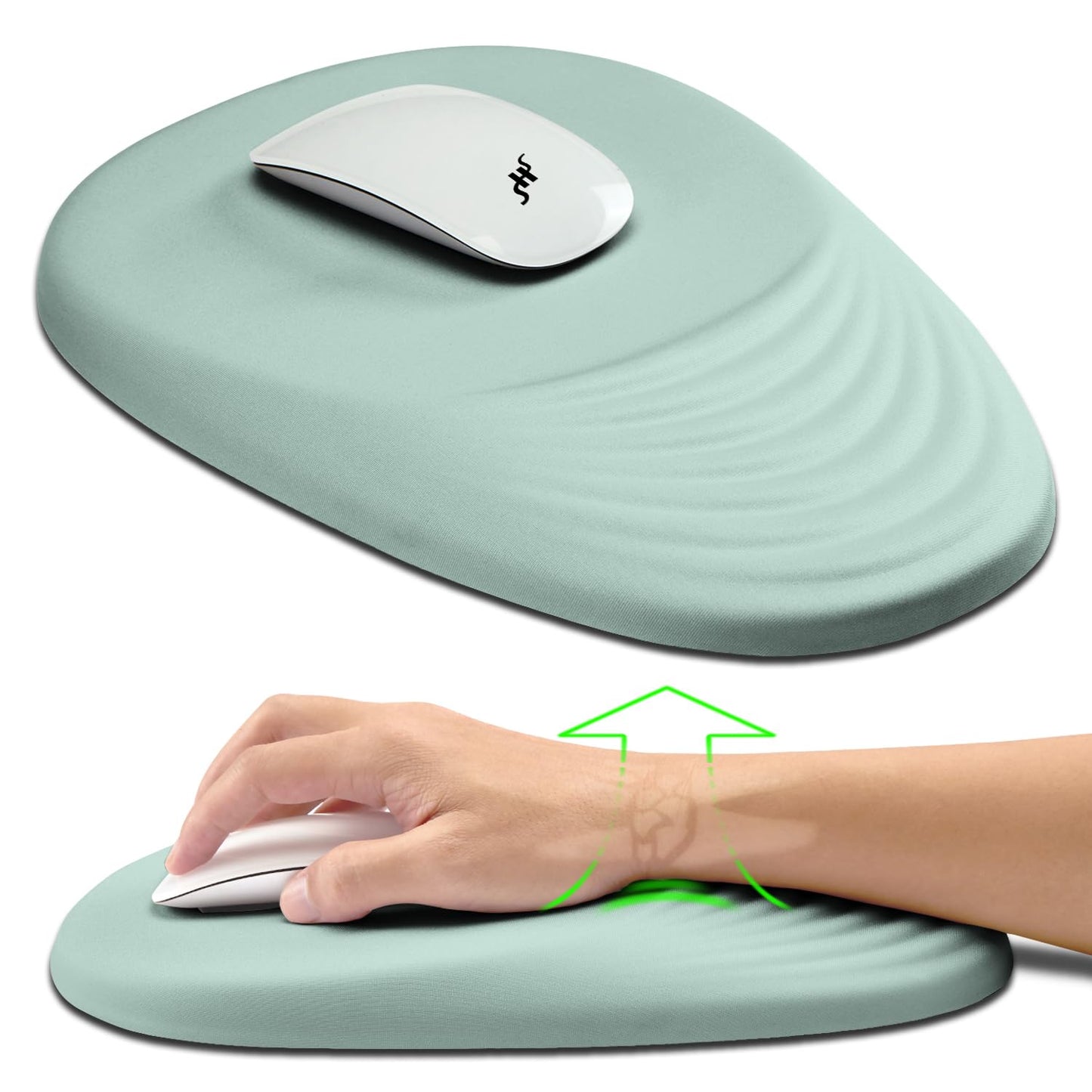 Hokafenle Ergonomic Mouse Pad Wrist Support, Terraced Slope Carpal Tunnel Wrist Pad for Mouse with Unibody Memory Foam, Wrist Rest Pain Relief Mousepad (Light Cyan, 11.8x7.9 in)