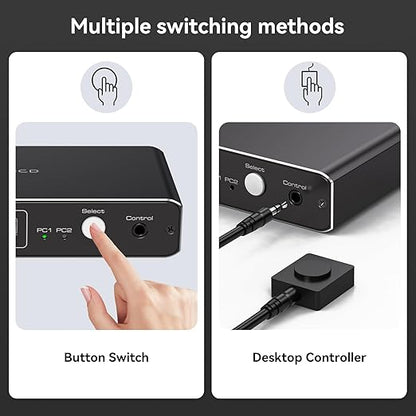 KVM Switch 1 Monitors 2 Computers 4K@60Hz USB C HDMI KVM Switch 2 Port for 1 Laptop 1 Desktop Share 1 Monitor Keyboard Mouse Hard Drives Printer Support 100W Charging for Laptop