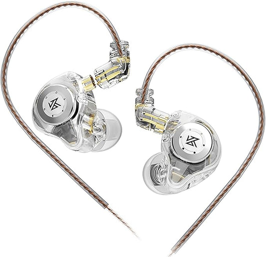 keephifi KZ EDX Pro in Ear Monitor Headphones KZ IEM Earphones Dual DD HiFi Stereo Sound Stage Earphones Wired Noise Cancelling Gaming Earbuds for Musicians Singer Audiophiles (White, No Mic)
