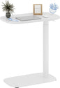 FLEXISPOT Adjustable C Table with Wheels, Mobile Snack Side End Table Sofa Couch Bedside Table Laptop Cart TV Tray Night Stand Small Space Side Table(23.6" W x 13.8" D,White)