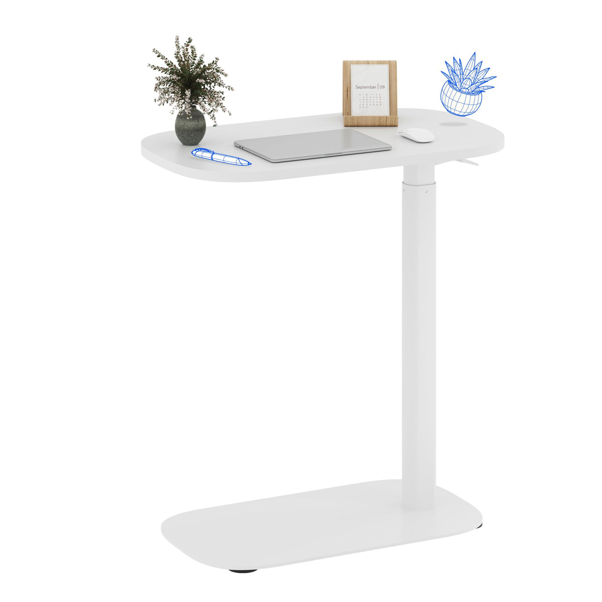 FLEXISPOT 24''Adjustable C Table Gas Spring Mobile Side End Table