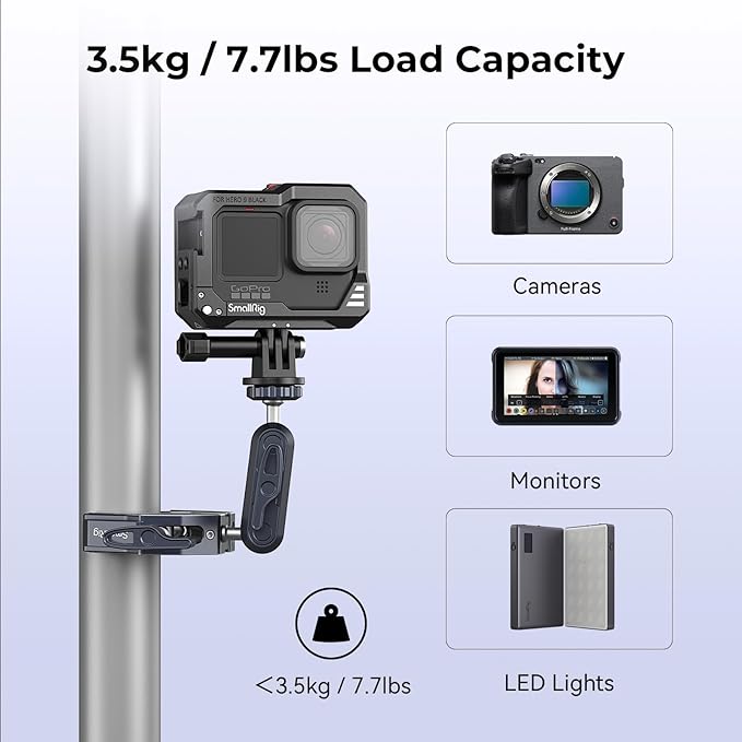 SMALLRIG Camera Mount Clamp 2-Pack, Ballhead Magic Arm with Adapter for GoPro, Camera Monitor Mount, Super Clamp for DSLR/Stabilizer - 5529