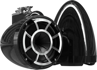 wet sounds Rev 8 Black V2 Revolution Series 8" Black Tower Speakers w/Swivel Clamp Base Mount