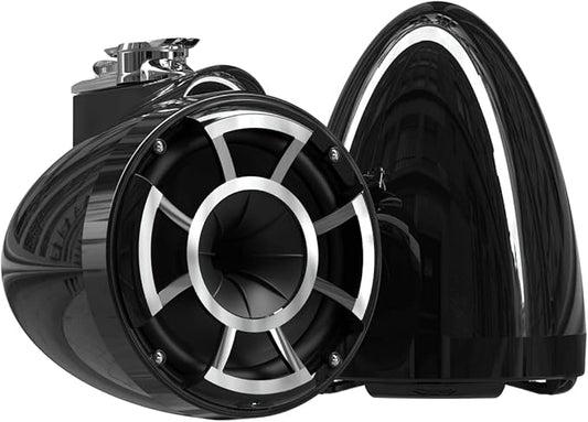 wet sounds Rev 8 Black V2 Revolution Series 8" Black Tower Speakers w/Swivel Clamp Base Mount