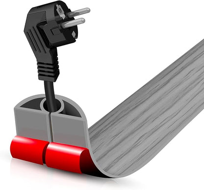 Floor Cord Cover Self Adhesive Cord Hider,3.3FT Cable Management, Extension Strip Protector for Wires, Prevent Cable Trips for Offices, Gyms, Exhibitions Cavity:0.3"(W) x 0.28"(H) Gray Wood