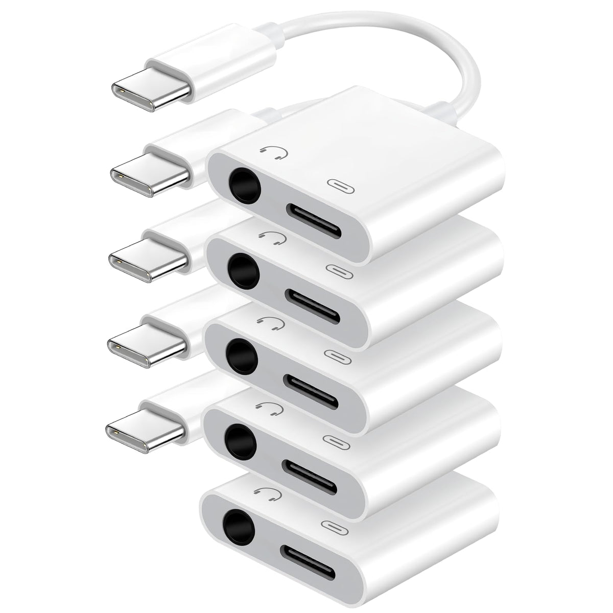 Seulliya USB C to 3.5mm Headphone Jack and Charger Adapter, 2-in-1 Audio & Fast Charging Splitter for Apple iPhone 17/16/15/Pro/Pro Max, iPad, Samsung, Pixel, and More 2Pack