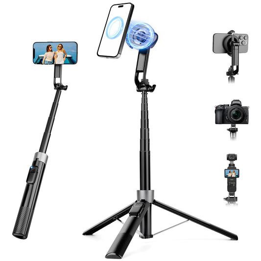 70" Magnetic Phone Tripod, Selfie Stick Tripod for iPhone MagSafe & Camera