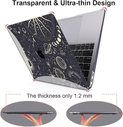 for MacBook Air 13 inch M1 Case 2021 2020 2019 2018 (Model M1 A2337 A2179 A1932) with Touch ID & Retina Display, Crystal Black Printed Pattern Hard Shell Case Keyboard Cover, Constellation