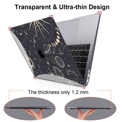 LCMOCICO for MacBook Air 13 inch M1 Case 2021 2020 2019 2018 (Model M1 A2337 A2179 A1932) with Touch ID & Retina Display, Crystal Black Printed Pattern Hard Shell Case Keyboard Cover, Constellation