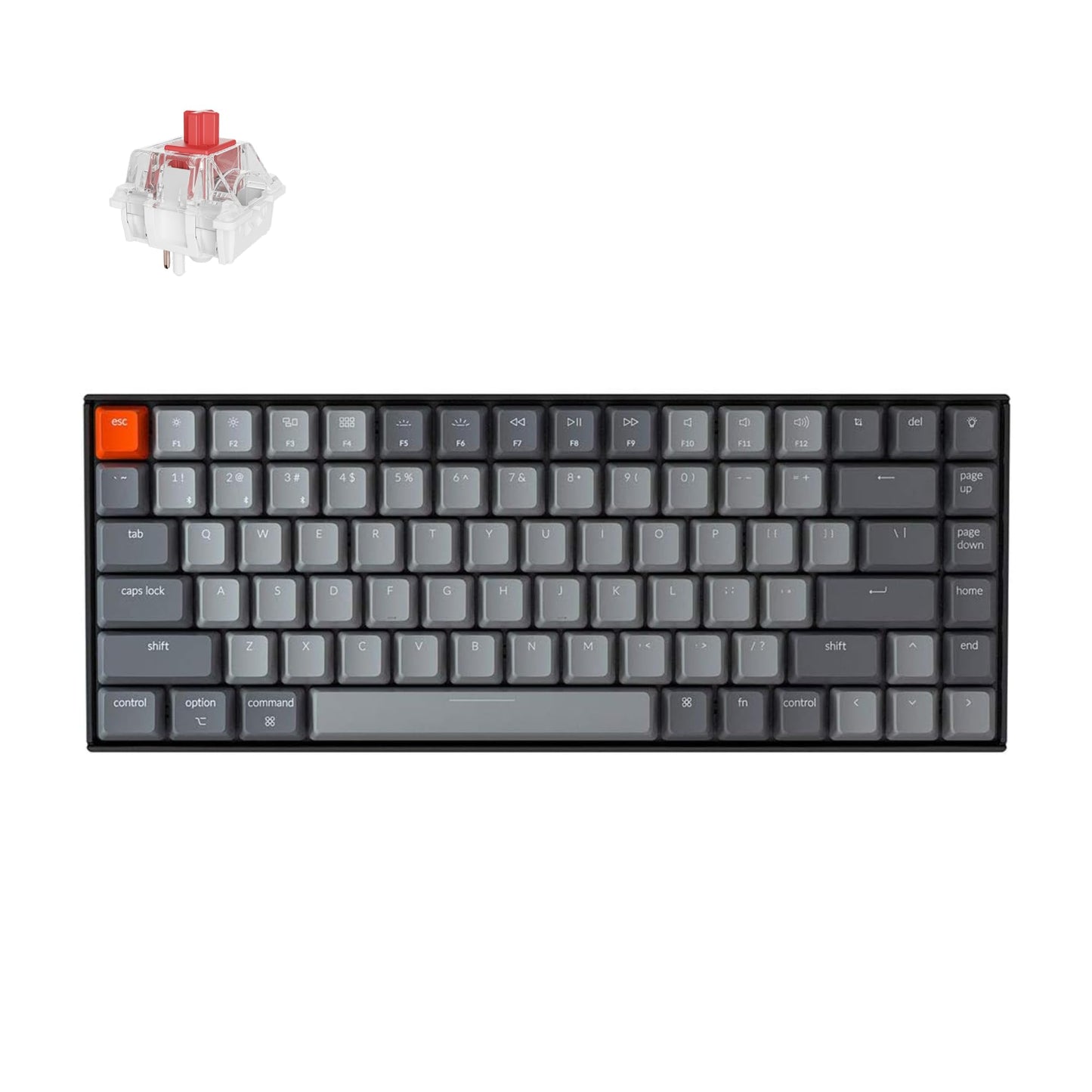 Keychron K2 75% Layout Bluetooth Mechanical Keyboard Super Red Switch/White LED Backlit/Anti Ghosting/N-Key Rollover/84 Key USB C Wired Computer Keyboard for Mac Windows-Version 2