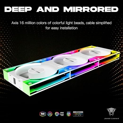Jungle Leopard Interstellar V3 120mm PC Case Fan Infinity Mirror Module Daisy-Chain 120mm RGB PWM Fan Triple Pack Suitable for Computer Case & 360mm AIO Cooler(White-3Pack