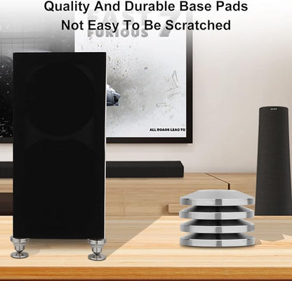 Preffair 4Pcs Stainless Steel Audio Speaker Spike Pads Mats Speaker Isolation Stand Feet Cone Shock Floor Protector Base for HiFi Turntable Subwoofer Loudspeaker Amplifier CD DVD Player