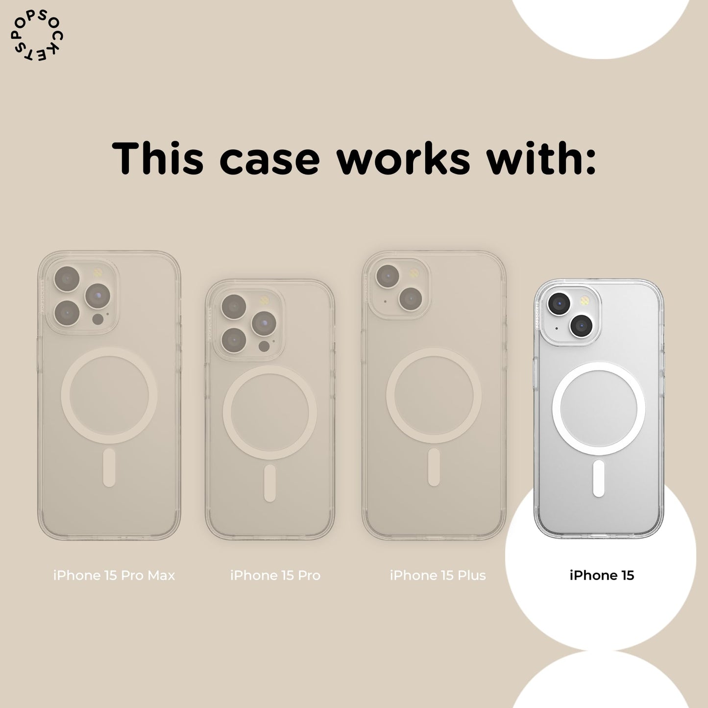 PopSockets iPhone 15 Phone Case with MagSafe- Opalescent Clear