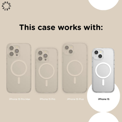 PopSockets iPhone 15 Phone Case with MagSafe- Opalescent Clear