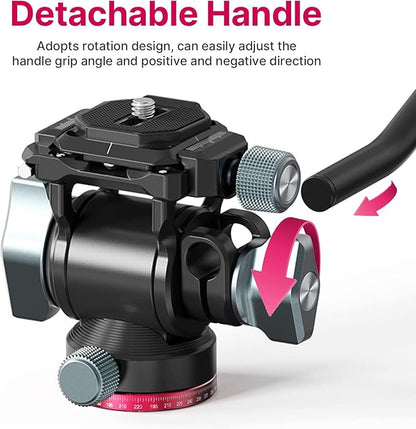 Video Fluid Head for Camera Tripod - ULANZI U-190 Mini Pan Tilt Head Small Panoramic Ball Head with Arca Swiss Quick Release Plate Lightweight Filming Equipment for Compact Camera Load up to 6.6lb/3kg