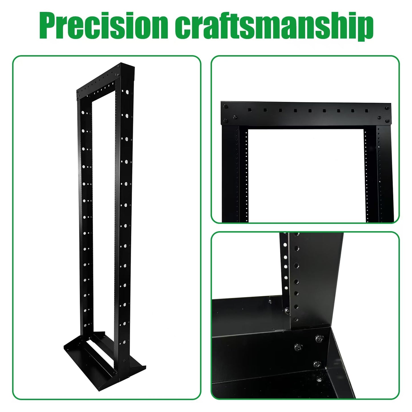 GlobalRack 29U 2-Post Open Server Rack, w/ 2X 2U Center Mount Shelves