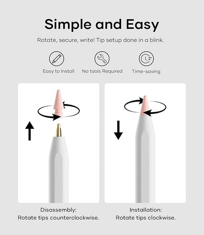 Replacement Pencil Tips for Apple Pencil Pro, Pen Tips for Apple Pencil 2nd Gen/1st Gen/USB-C, Wear-Resisting Pencil Nibs with Storage Box, Pen Nibs Set Compatible with Apple Pen (6 Pack, Pink)