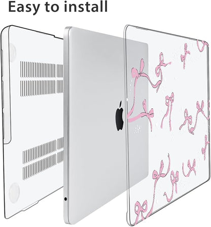 Compatible with MacBook Air 13.6 inch Case 2025 2024 2023 2022 Release M4 A3240 M3 A3113 M2 A2681 with Touch ID, Plastic Hard Shell Case&Keyboard Cover&Screen Protector&Webcam Cover, Bows
