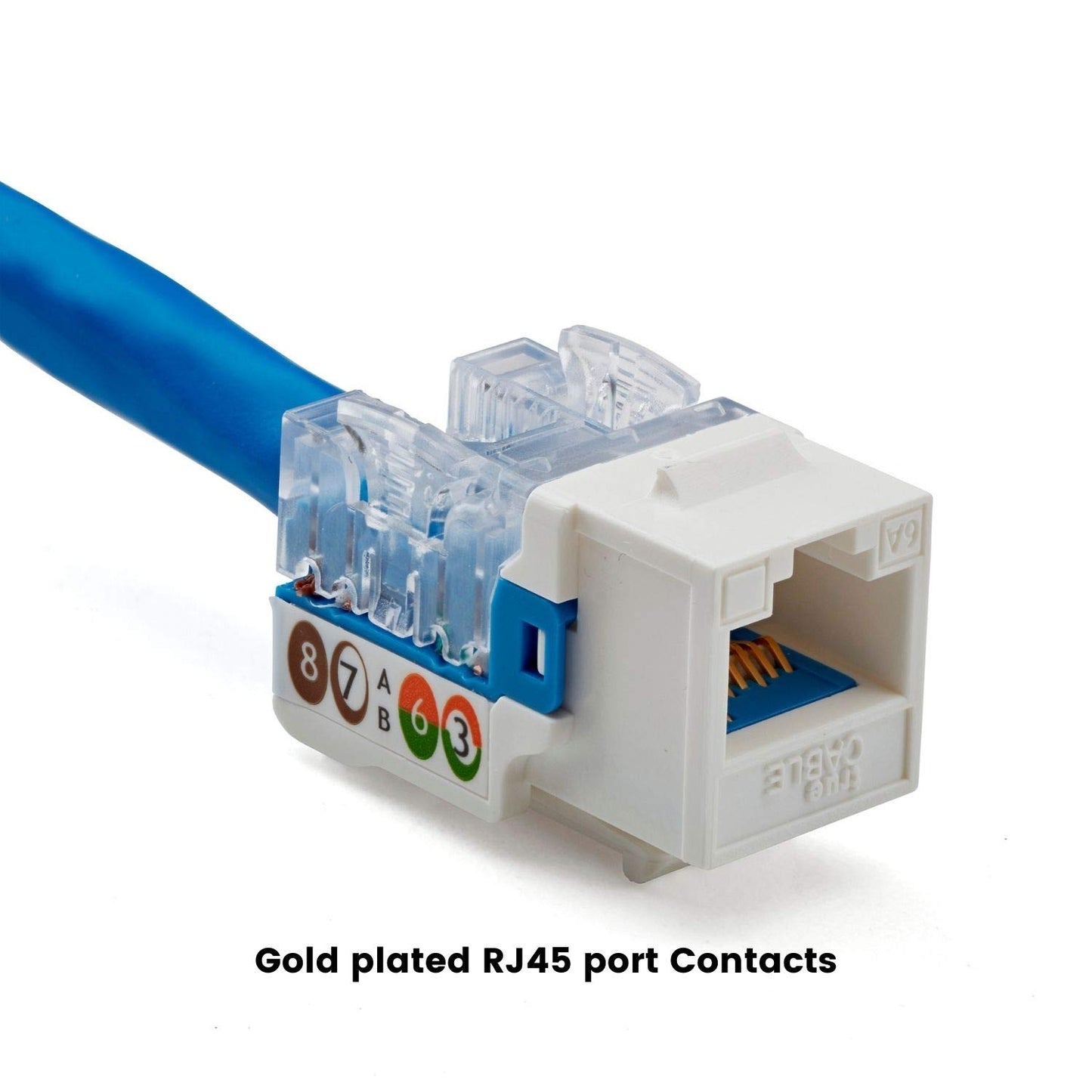 TRUE CABLE Cat6A Unshielded (UTP) Keystone Jack, 90-Degree Punch-Down RJ45 Female Module, PoE++ 4PPoE, UL Listed & TIA Certified, White, 12 Pack