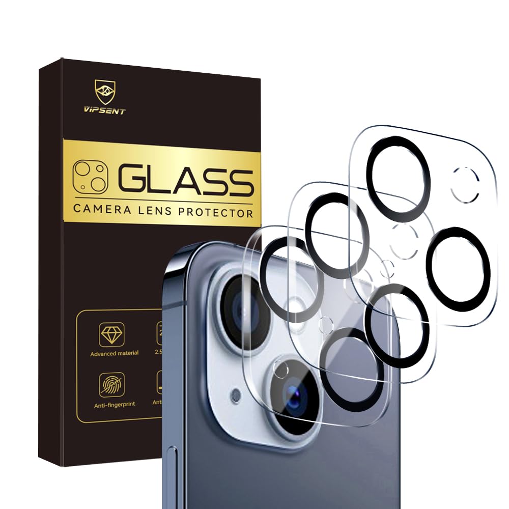 Camera Lens Protector for iPhone 15 / iPhone 14 6.1" ＆ iPhone 15 Plus/iPhone 14 Plus 6.7",9H Tempered Glass，Ultra HD, Scratch Resistance Easy to Install，Case Friendly，[Does not Affect Night Shots] 3-Pack