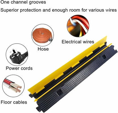 YONSHENG Rubber Cable Ramp Cord Cover Cable Protector Ramps Wire Hose Protective 1 Channel 22000Lbs Load Capacity Traffic Speed Bump for Asphalt Concrete Gravel Driveway Indoor Outdoor, 5 Pack