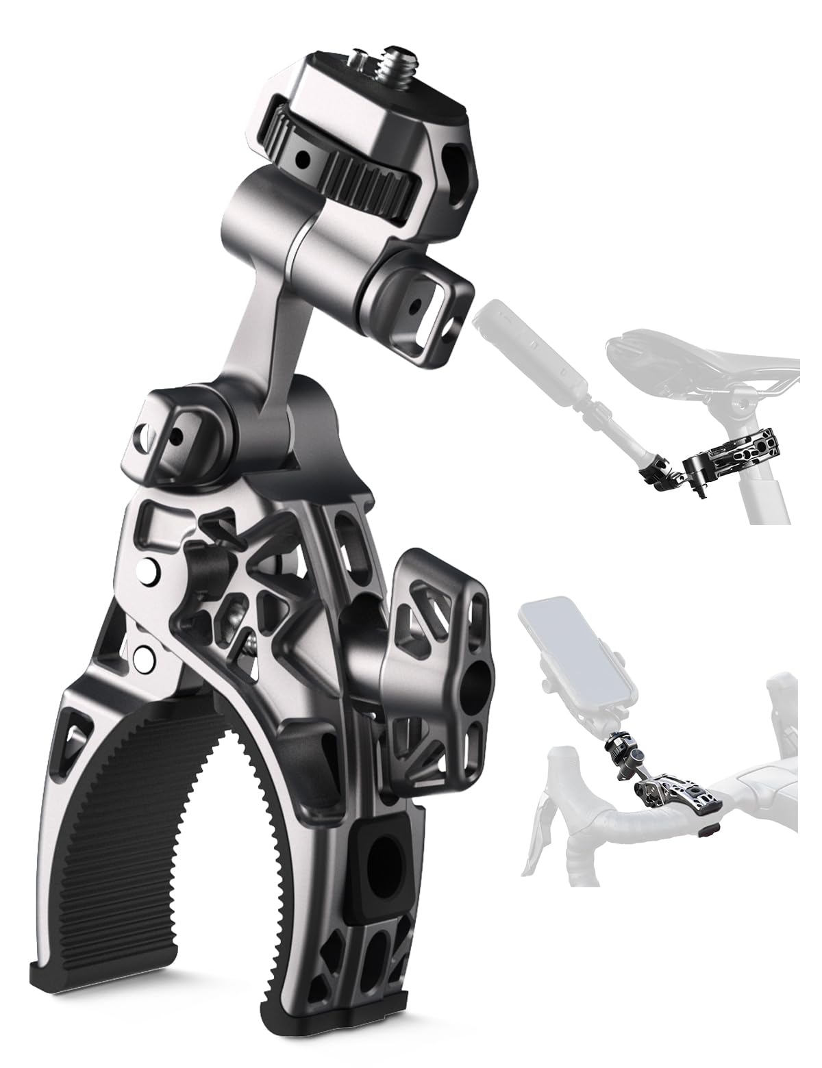 Movmax C Clamp Camera Mount for Flat Tube Road Bike, Super Clamp with 1/4"-20 Thread,E-Bike Accessories/Bicycle, Compatible with GoPro Hero13/12/11/10/ DJI Osmo 360/Action 5 Pro/4/3/Insta360 X4/X5