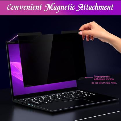 PYS Magnetic Laptop Privacy Screen Filter 15.6 Inch 16:9 - Detachable Computer Screen Privacy Shield, Anti-Glare Blue Light, Removable 15.6" Screen Protector for Lenovo, HP, Dell, Acer, ASUS
