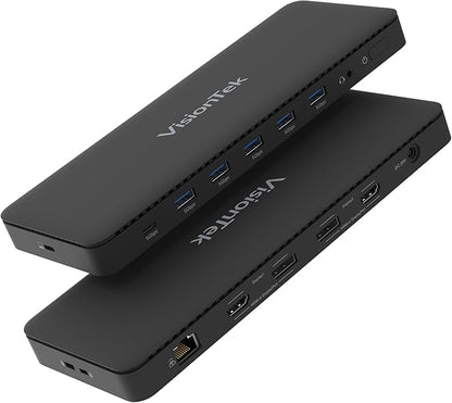 VisionTek VT4600DL Laptop Docking Station for Windows, MacOS or ChromeOS — Connect with USB-C or USB-A, 100W Laptop Charging, Dual 4K Displays, 2X HDMI, 2X DisplayPort, USB-A, USB-C, Audio, Ethernet
