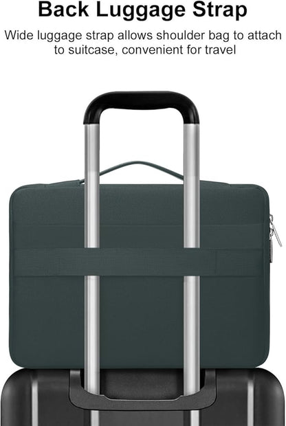 MOSISO 360 Protective Laptop Case 16 inch, 15-15.6 inch Laptop Sleeve Compatible with MacBook Pro 16, HP Acer Dell Lenovo ASUS Notebook, Side Open Bag with 2 Raised&1 Flapover Pockets, Emerald Green