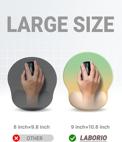 Ergonomic Mouse Pad Wrist Support, Comfortable Mouse Pad Wrist Rest, Relieve Wrist Pain Gel Mouse pad, Non-Slip Rubber Base Mousepad for Laptop, Computer(Gradient Yellow Green)