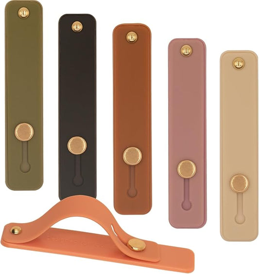 Meroqeel Cell Phone Finger Holder Grip Loop Accessories for Hand, Mobile Phone Knob Handle Kickstand Strap Hooks for Back of Silicone Phone Case - 6 Pack (Black Green Purple Off-White Brown Pink)