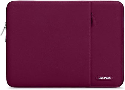 MOSISO Laptop Case 12.3 inch, 11.6-12.3 inch Laptop Sleeve Compatible with MacBook Air 11.6, Acer HP Dell Lenovo Samsung, Surface Pro, Polyester Vertical Computer Sleeve Bag with Pocket, Wine Red