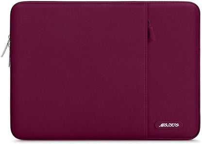 MOSISO Laptop Case 13.3 inch, 13-13.3 inch Laptop Sleeve Compatible with MacBook Air/Pro 13 / Pro 14, HP Dell ASUS Lenovo Notebook, Polyester Vertical Computer Sleeve Bag with Pocket, Wine Red