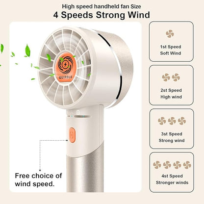 Guirble Handheld Fan,Portable Turbo Fan,Powerful Personal Fan(7000rpm High-Speed Motor,Battery Work 3-16 H),USB Rechargeable Mini Handheld Fan for Travel/Outdoor/Gift/Makeup (Beige)