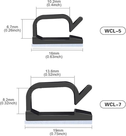 XHF 120 PCS Adhesive Cable Wire Clips Black, Outdoor Cable Management Wire Organizer Cord Holder for Under Desk, Car, Wall, TV PC Ethernet Cable