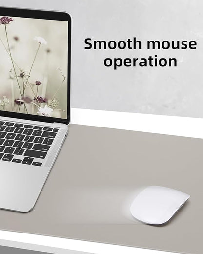 Leather Desk Pad Protector, Large Office Mat & Mouse Pad, Non-Slip Laptop Desk Blotter, Waterproof Writing Pad (Light Grey, 48" x 24")