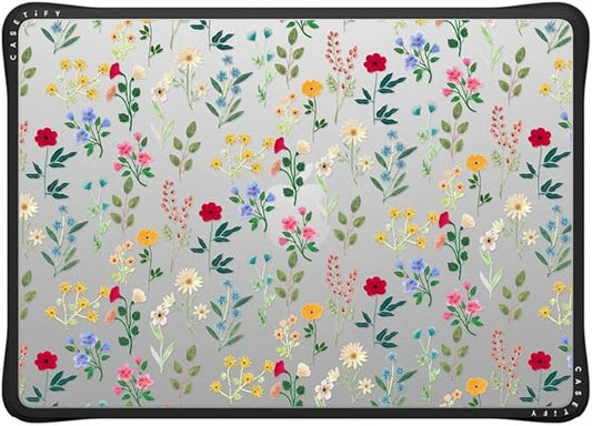 CASETiFY Impact MacBook Air 13.6" (M2-M4) Case [Cushioned Impact Corners/Scratch-Resistant/Anti-Slip Grip] - Spring Botanicals 2 - Clear Black