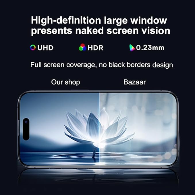 OneFish Screen Protector for Iphone 16 Pro Max, HD Clarity Tempered Glass Film 9H+ Hardness, with Hassle-Free Installation Frame, Dust-Free Bubble-Free Anti-Fingerprint, 2Pack
