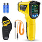 Infrared Thermometer Temperature Gun, -58°F to 1472°F, Digital Laser Thermometer Gun with Probe for Cooking, Pizza Oven, Grill & Engine, IR Thermometer Temp Gun with Adjustable Emissivity & Humidity