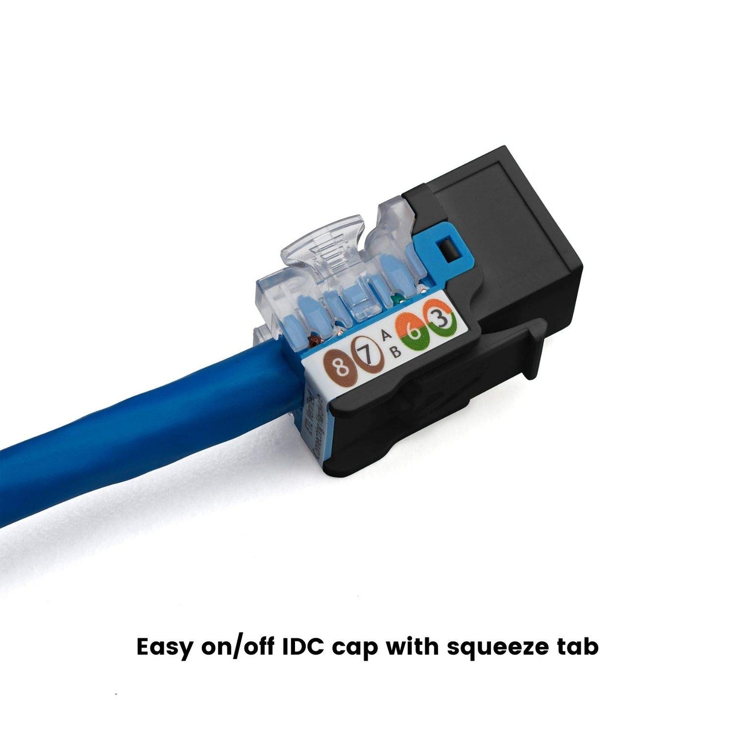 TRUE CABLE Cat6A Unshielded (UTP) Keystone Jack, 90-Degree Punch-Down RJ45 Female Module, PoE++ 4PPoE, UL Listed & TIA Certified, Black, 12 Pack