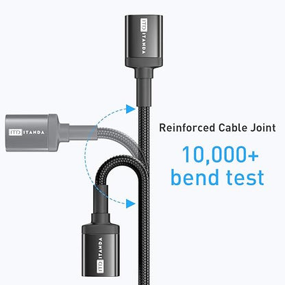 ITD ITANDA 6FT USB Extension Cable USB 3.0 Extension Cord Type A Male to Female 5Gbps Data Transfer for Keyboard, Mouse, Playstation, Xbox, Flash Drive, Printer, Camera and More, Black