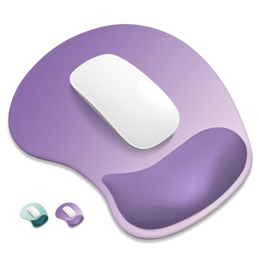 ITNRSIIET Ergonomic Mouse Pad, Cushioned Gel Wrist Rest, Non-Slip Base, Smooth Surface, Cute Multi-Color, 9.5 x 8.2 in, Lavender Fade