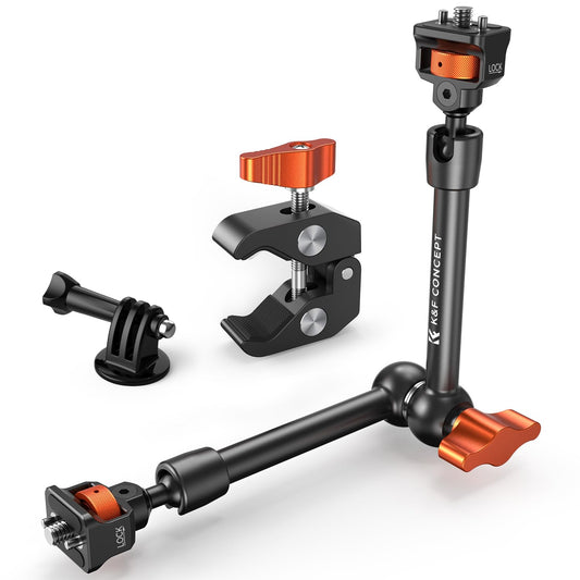 K&F CONCEPT 11" Magic Arm Clamp with ARRI 1/4" & 3/8" Thread Screw